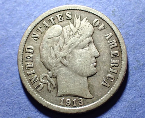 1913 Barber Dime  Abt. VF