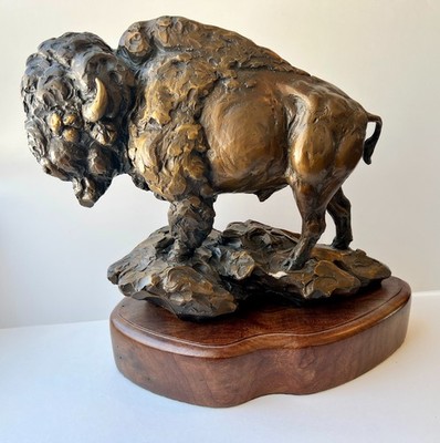 American Bison Buffalo Bronze Sculpture Bryce Pettit 12 inch