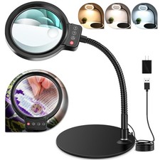 10X 30X Magnifying Glass with Light and Stand, 72 LED 3 Color Modes Stepless ...