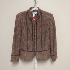 Coldwater Creek Womens Multi Color Tweed Jacket PL Academia Office Textured