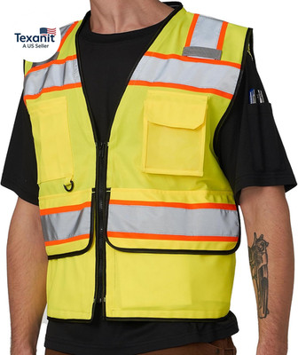 High Vis Reflective Safety Vest for Men Women Zipper Ipad Pockets Mesh Construct