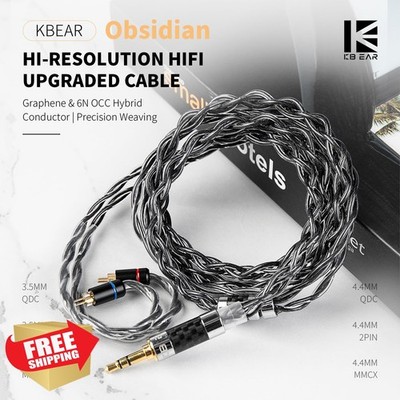 KBEAR Obsidian IEMs Cable Graphene OCC HiFi Headphone Wire Black