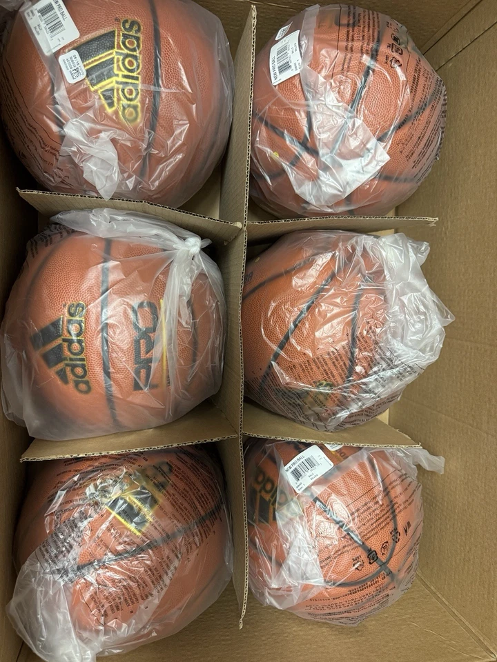 Seis pelotas de baloncesto interiores Adidas Pro para hombre talla 7 nuevas en bolsas y caja Foto 2 de 4