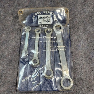 Vintage Box Wrench Set Globemaster 8 Sizes On 4 Wrenches 11/32-3/4''