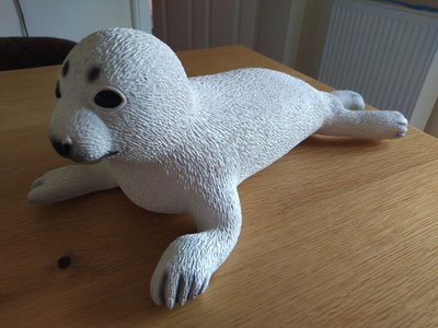 Bullyland Seal Baby L06 Robbe Seehund ca. 40cm Gummi weiß -top-