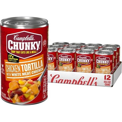 Campbell s Chunky Chicken Tortilla Soup - 17g Protein, Hearty 18.6oz Can