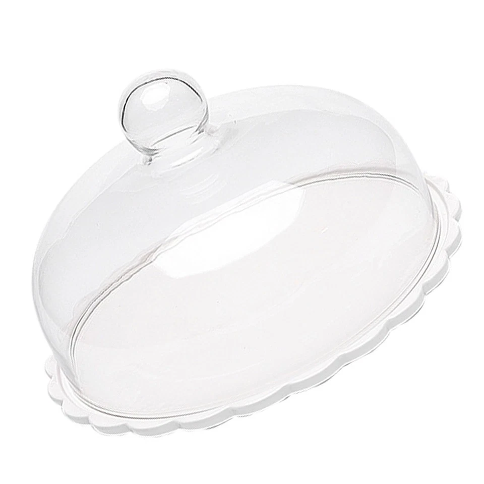 Cake Glass Cover Food Cover Cake Dessert Plate (White) Cake Container - Image 2 of 4