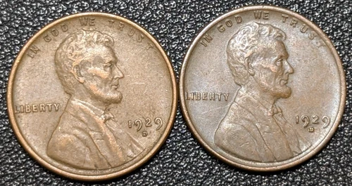2x 1929-D Copper Lincoln Wheat Cent 1C Better Date FINISH YOUR ALBUM Ships Free!