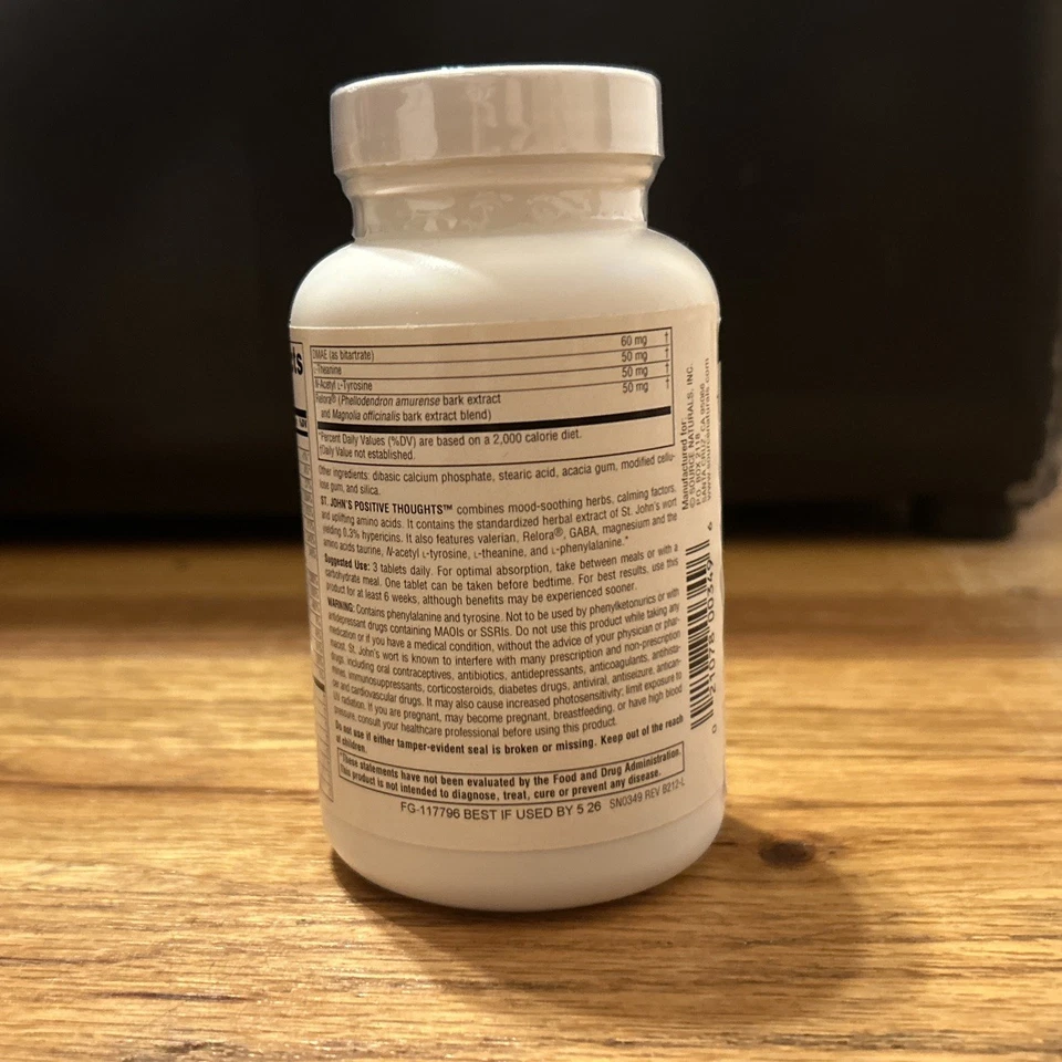 Source Naturals Pensamientos positivos de San Juan, apoya un buen estado de ánimo* - 90 comprimidos Foto 4 de 4