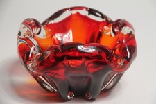 Vintage Murano Glas Aschenbecher Sommerso Rot 60er 70er Jahre Design Art Glass
