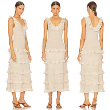 Zimmermann Dress Size 2 (12 AU/UK (US 8)) Ruffle Midi in Champagne Quiet Luxury