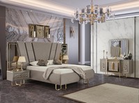Villen Schlafzimmer MöBel Bett Doppelbett 2X Nachttische Kommode Spiegel 5Tlg.
