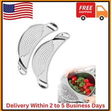 Stainless Steel Handheld Pasta Strainer Insert Drainer for Pot Pan Kitchen Tool
