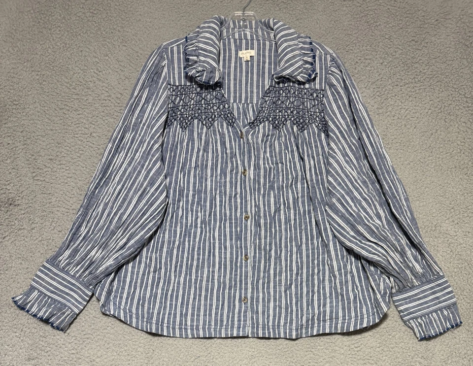 Blusa victoriana a rayas manga larga Anthropologie Pilcro en azul para mujer XL Foto 2 de 4