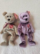Lot Of 2 Ty Beanie Babies Signature 1999  2000 Bears Retired Plush Stuffed 8 In