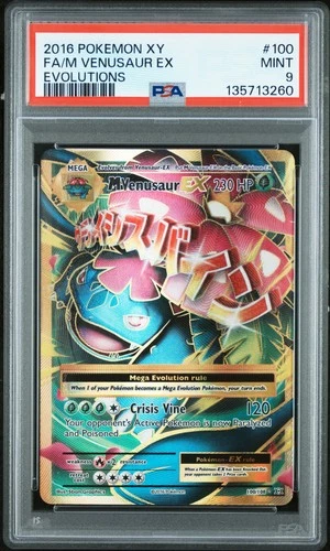 2016 POKEMON XY EVOLUTIONS #100 FULL ART/M VENUSAUR EX PSA 9
