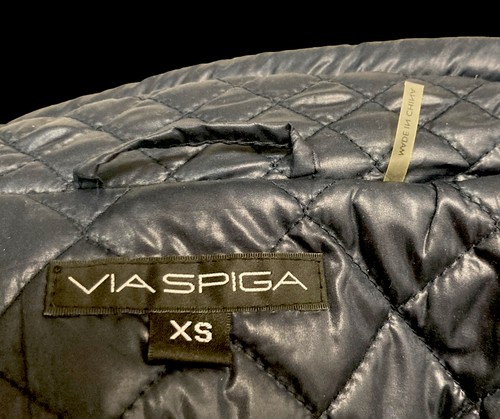 NEW Via Spiga Navy Blue XS Quilt Zip Light weight Fitted Walker Jacket Coat $208 - Picture 11 of 12
