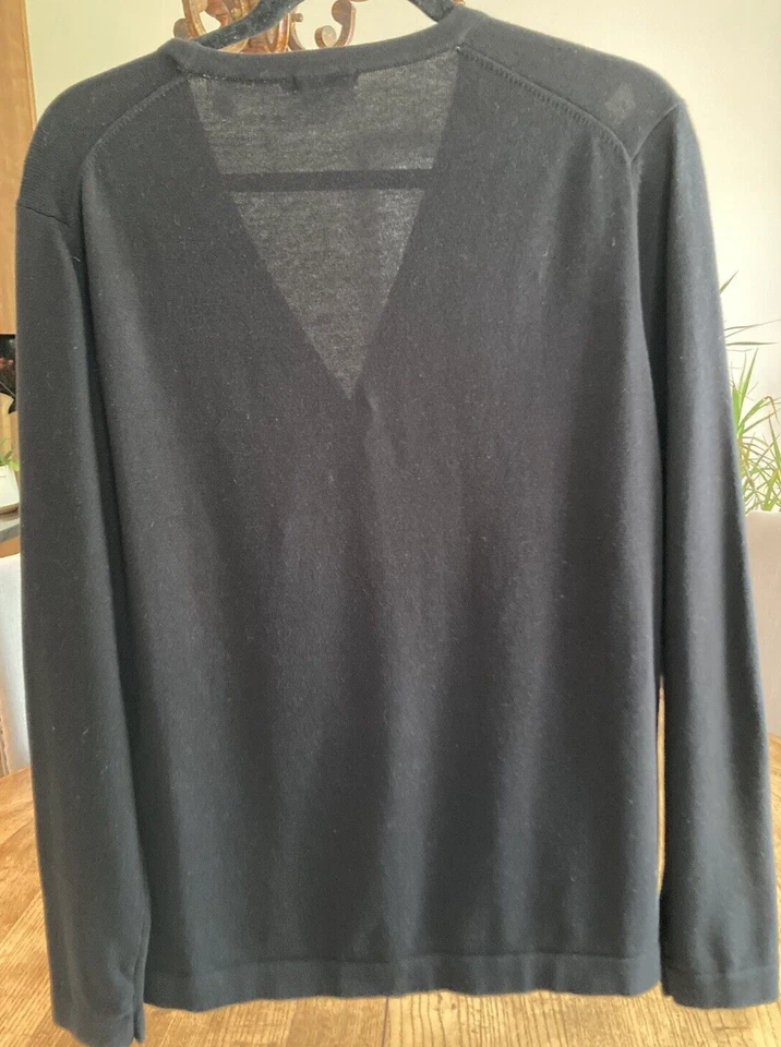 Зеленый ягненок кардиган женщин 16 черный на пуговицах V шеи свитер бриллиант детали работы - Изображение 4 из 4