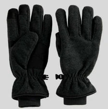 Men's Tek Gear Microfleece Tech Touch Cuffed Black Gloves - Size S/M -  New 