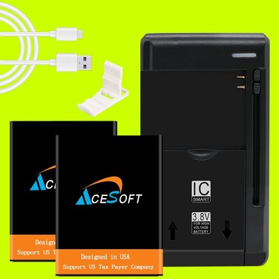 NEW 2 x 1950mAh Battery Charger Cable for Alcatel Lively Jitterbug Flip 2 4053S