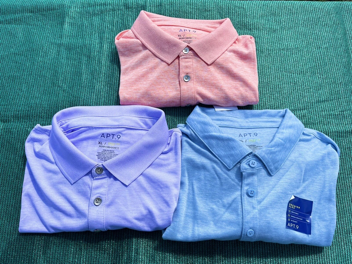 Apt 9 Premier Flex Performance Polo Shirt Men's Size XL. LOT OF 3