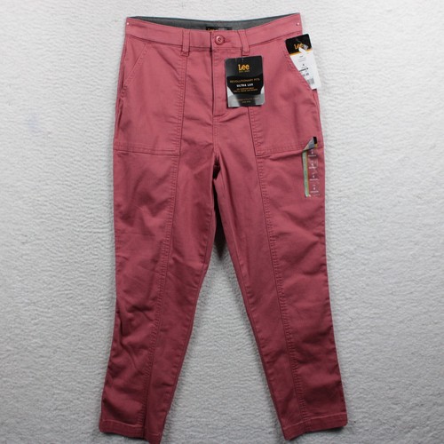 NEW Lee Ultra Lux Women's Relaxed Utility Crop Pants Size 4 Light Red