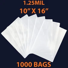 1.25Mil 10" X 16" | LDPE Clear Flat Poly Bags, Flexible &Durable | Multiple Bags