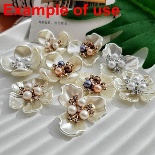 20 Ivory Acrylic Large Pearl Flower Beads Cap 38mm Center Hole Sewing Craft - Picture 7 of 7