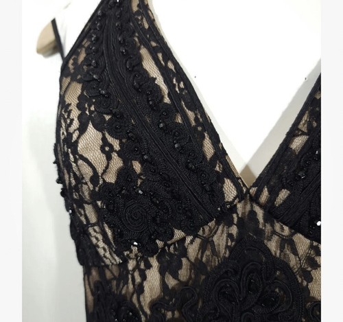 Sue Wong Nocturne Black Embroidered Lace Beaded Open Back Halter Tulle Maxi Gown - Picture 11 of 23