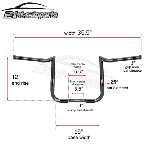 Manillar de barras Meathook cromado negro 10" 12" 14" para Harley Street Electra Glide - Imagen 12 de 19