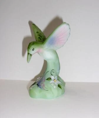 Fenton Glass Jadeite Jade Green Butterfly Beauty Hummingbird Ltd E #26/45 Kibbe - Image 1 of 4