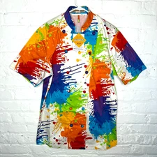 NWT Loudmouth Chef Coat Size Medium Splatter Pattern Button From Apron Jacket