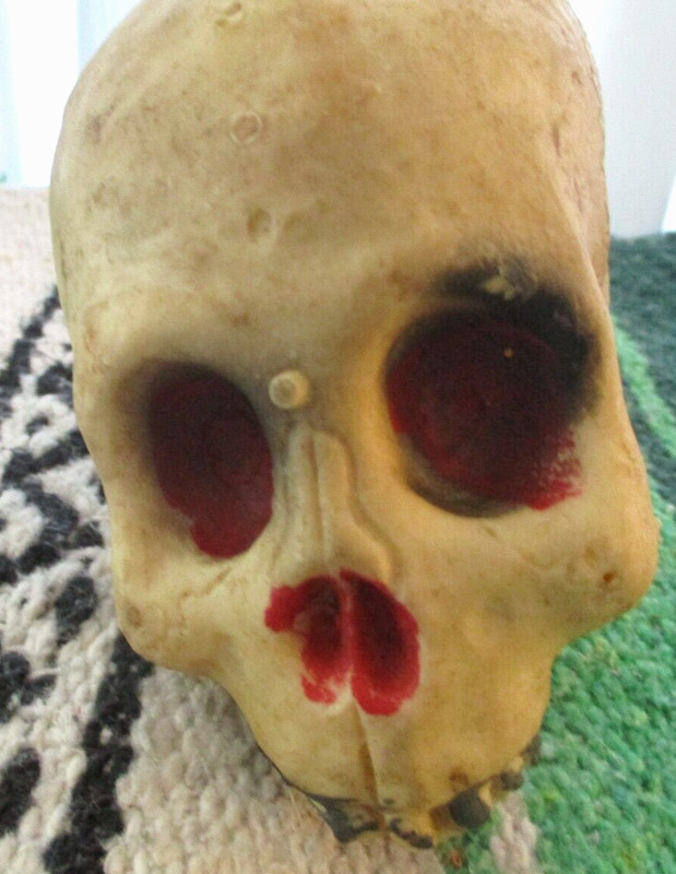 Vintage! Creepy! Rubber Human Skull! Stamped "HONG KONG" on the Back Age Unknown