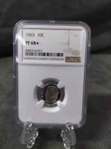 1963 NGC PF68  * 90% SILVER ROOSEVELT DIME 10C GREAT EYE APPEAL WHITE LABEL
