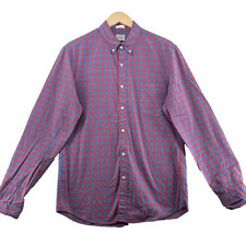 J.Crew Slim Fit Men's Size M Blue/Red Check Stretch Secret Wash Casual Shirt