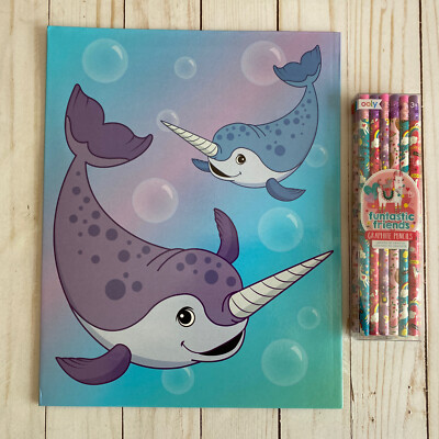 Narwhal Folder Proud Stand Out + 12 Ooly Graphite Pencils New Fantastic Friends