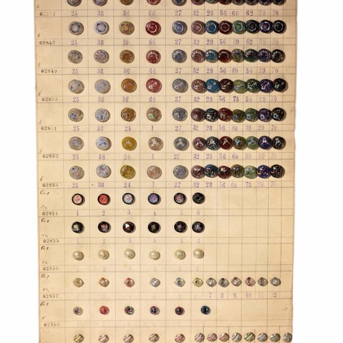 Antique German Czech sample card 148 hand painted gilt lacy glass buttons - Picture 2 of 6