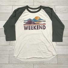 Chubbies T Shirt Mens Large White Gray Raglan WEEKEND Made In USA
