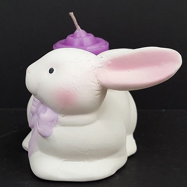 Rabbit Candle Holder W/Candle Ceramic 4" x 3 1/2" Hermitage Pottery eBay