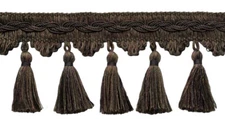 Scalloped Tassel Fringe Trim, Color# VNT27 - Umber Brown [5 Yards]