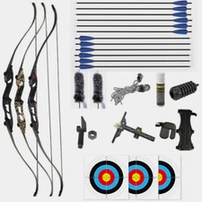 56" Archery Recurve Bow Kit 30-50lbs Takedown  PracticeTarget Shooting hunt