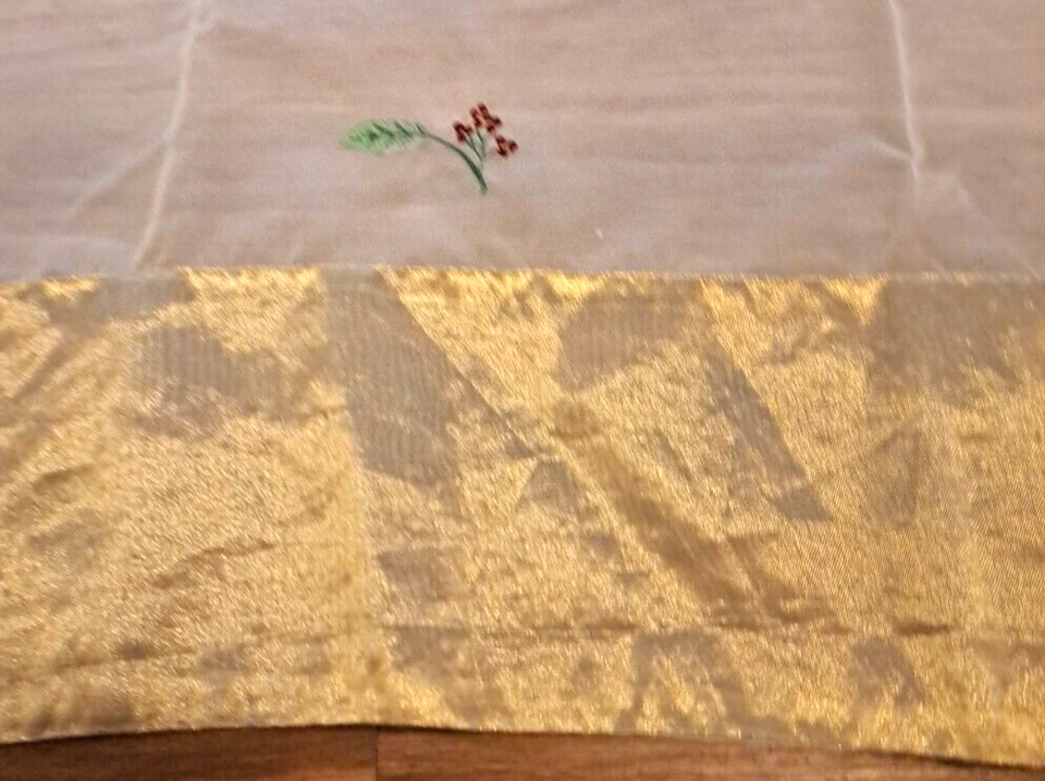 Cortina de ducha de tela transparente metálica adorno dorado flores rojas cabaña contemporánea Foto 4 de 4