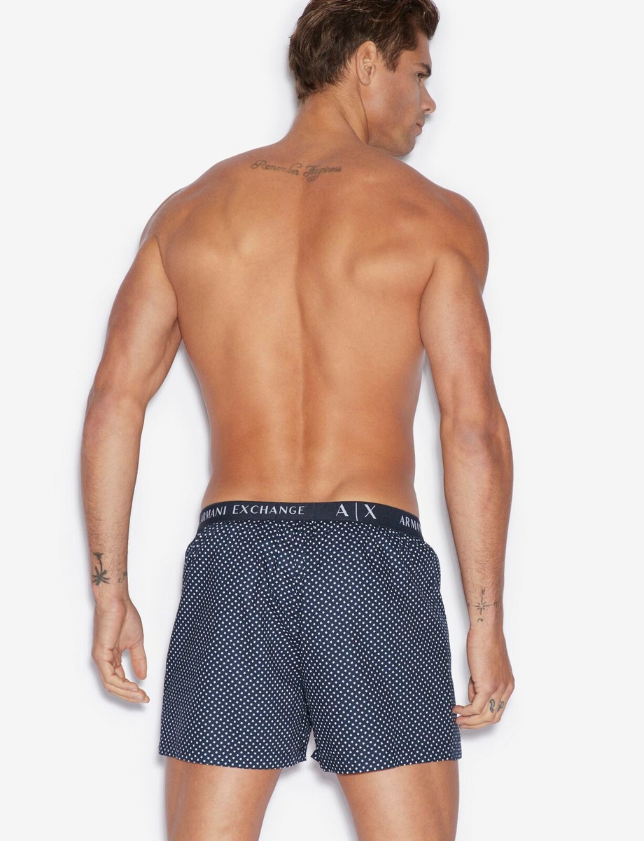 ［関税送料込］ARMANI EXCHANGE Swimsuit (boxer shorts) Armani Exchange Men's Boxer Underwear Navy / White Star Size