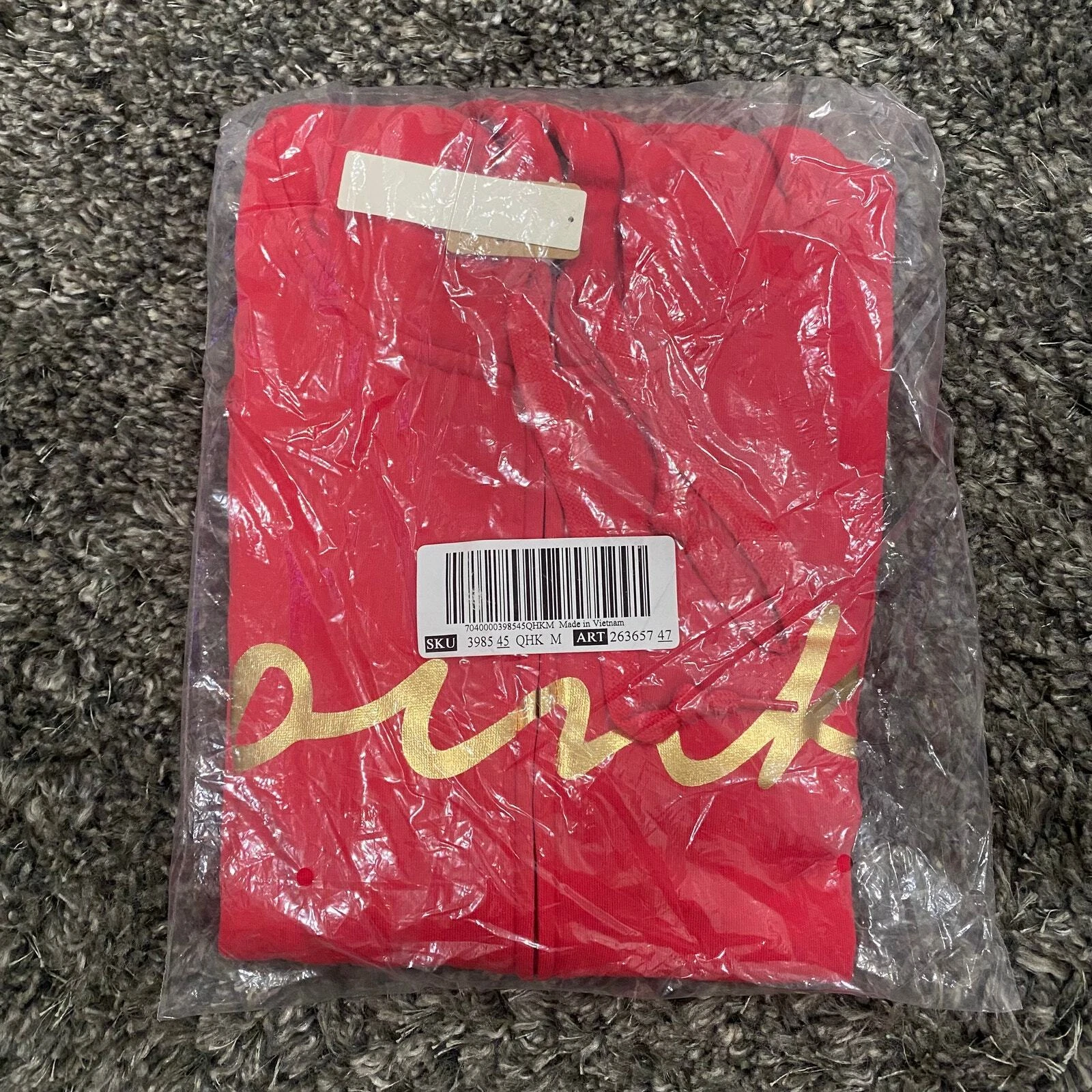 UNDERCOVER Felpa con cappuccio e zip intera rosa Victoria Secret colore rosso oro taglia M