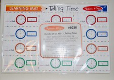 New Lot of 6 Melissa  Doug Telling Time Reusable Learning Mats 5036