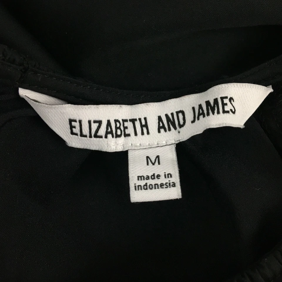 Blusa Elizabeth And James Top Mediana Negra Campesina Manga Larga Algodón Foto 2 de 4