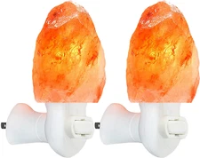 2 Pack Himalayan Salt Lamp Night Light Salt Rock Hand Carved Natural Pink Himala