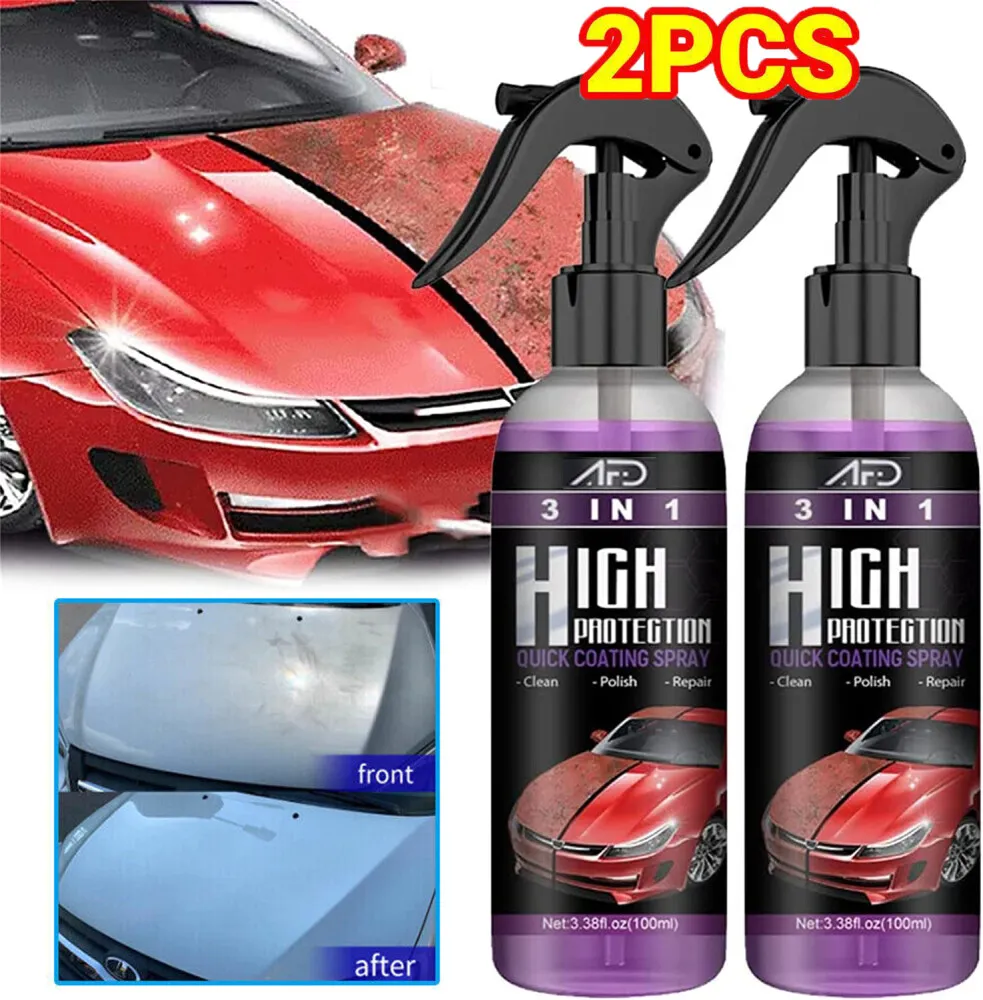 2Pcs 3in1 High Protection Quick Car Coat Ceramic Coating Spray