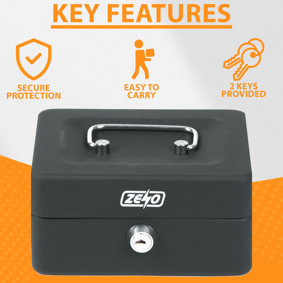 Small 6" Cash Box With 2 Keys For Petty Cash Office Black
