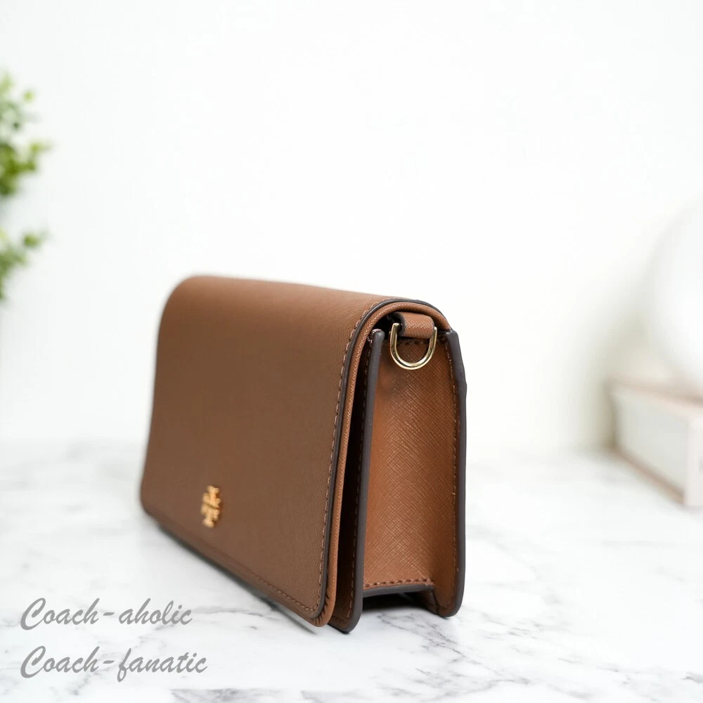 Borsa a tracolla nuova con etichette Tory Burch Emerson Saffiano mini pochette 159463 alce